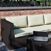Hampton Rattan Garden Furniture 4 Seater Outdoor Corner Sofa Table Set, Brown