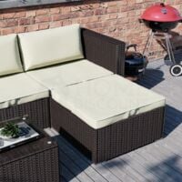 Hampton Rattan Garden Furniture 4 Seater Outdoor Corner Sofa Table Set, Brown