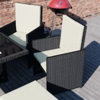 Cuba Rattan Garden Furniture 8 Seater Folding Dining Set Outdoor Table & Chairs, Black