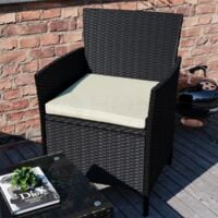 Bali Rattan Garden Furniture 2 Seater Bistro Set Outdoor Table Chairs, Black