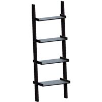 York 4 Tier Ladder Shelf Unit Bookcase Shelving Display Stand Rack Storage, Black