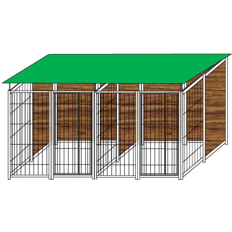 2 box per cani copertura e retro in legno zincatura a caldo ciascuno da  200x200xh180 cm