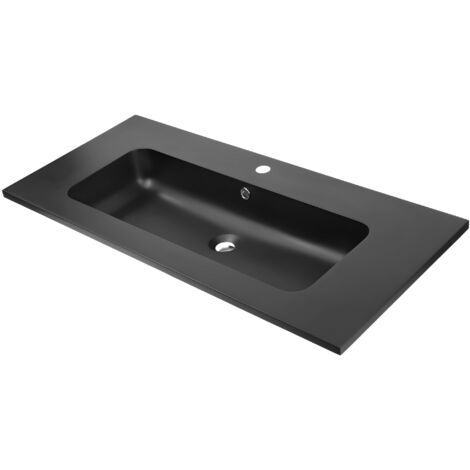 Lavabo ad incasso mineral marmo colore nero opaco mobile composizione bagno misure 101x46 cm - confezione 1