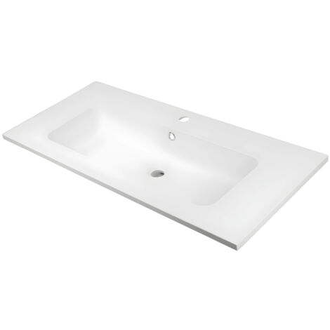 Lavabo ad incasso mineral marmo colore bianco opaco mobile composizione bagno misure 91x46 cm - confezione 1