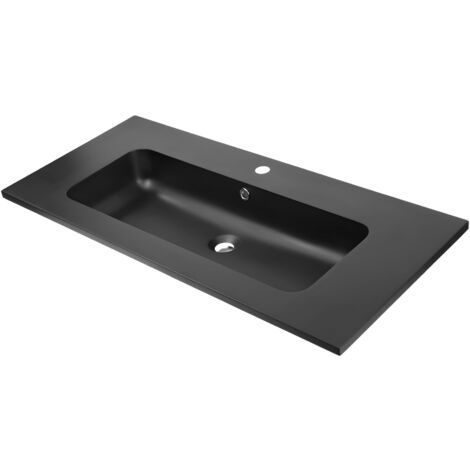 Lavabo ad incasso mineral marmo colore nero opaco mobile composizione bagno misure 91x46 cm - confezione 1