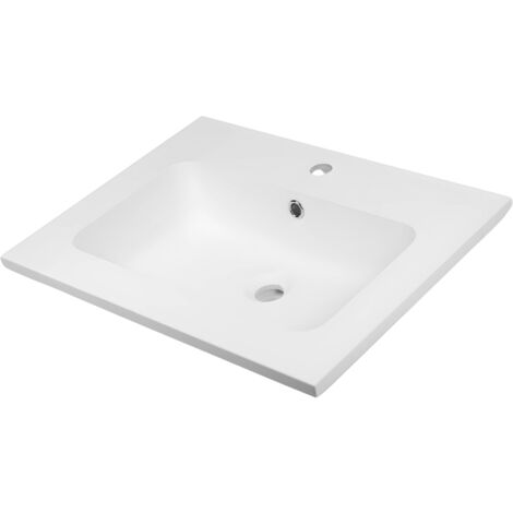 Lavabo ad incasso mineral marmo colore bianco opaco mobile composizione bagno misure 81x46 cm - confezione 1