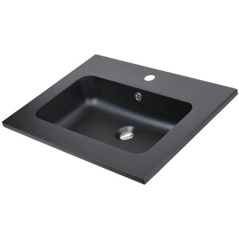 Lavabo ad incasso mineral marmo colore nero opaco mobile composizione bagno misure 61x46 cm - confezione 1