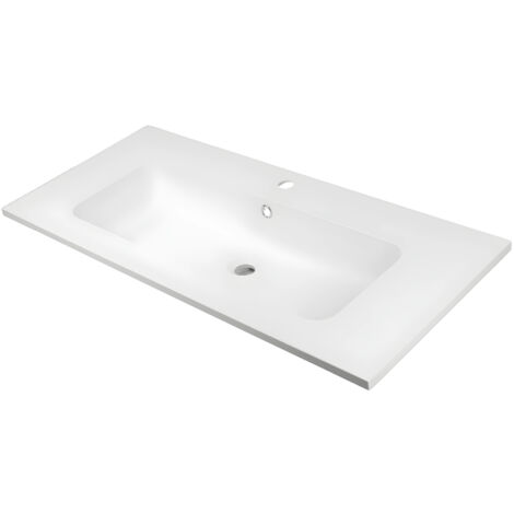 Lavabo ad incasso mineral marmo colore bianco opaco mobile composizione bagno misure 101x46 cm - confezione 1
