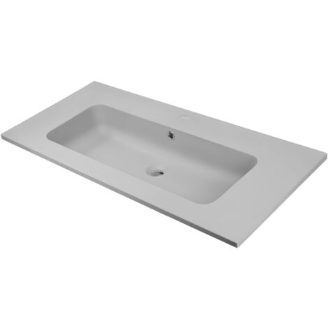 Lavabo ad incasso mineral marmo colore grigio cenere mobile composizione bagno misure 101x46 cm - confezione 1