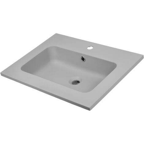 Lavabo ad incasso mineral marmo colore grigio cenere mobile composizione bagno misure 81x46 cm - confezione 1