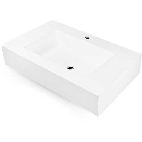 Ogomondo top lavabo sospeso in materiale marmo resina finitura asfalto misure 60x46x15 cm - tinta bianco - confezione 1