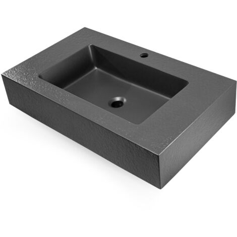 Ogomondo top lavabo sospeso in materiale marmo resina finitura asfalto misure 100x46x15 cm - tinta antracite - confezione 1