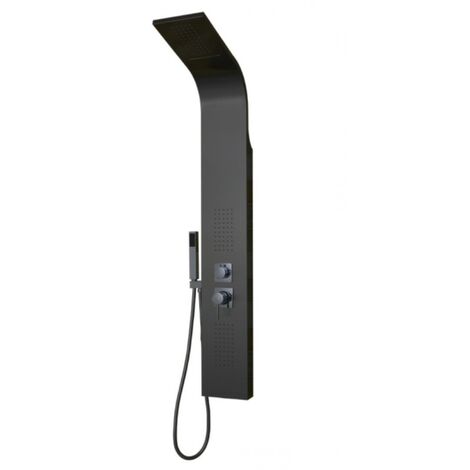 Colonna doccia attrezzata flower in acciaio nero opaco con cascata h140xl20xp44 confezione 1