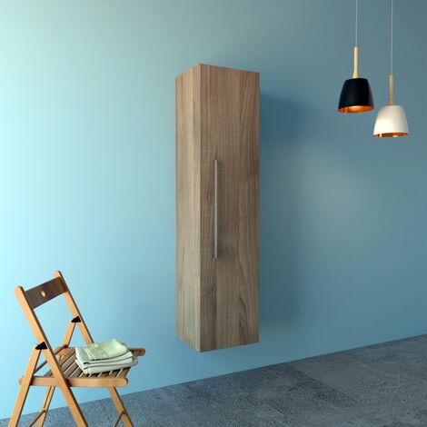 Colonna sospesa senna pensile bagno con anta made in italy reversibile finitura- noce tranché - confezione 1