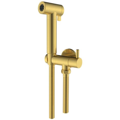 Idroscopino wc doccetta ottone portatile shutoff monogetto con leva ogomondo kit finitura- oro bronzato spazzolato tondo - confezione 1
