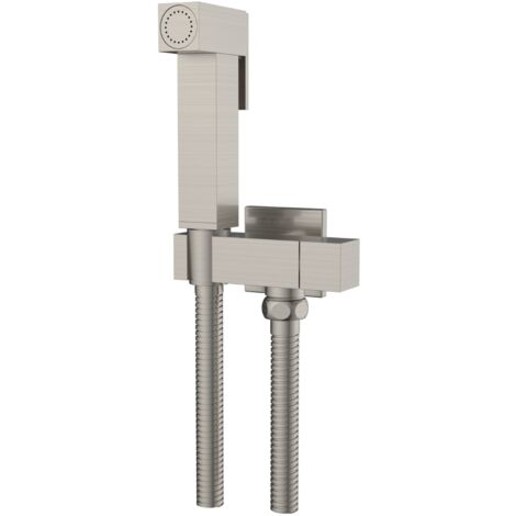 Idroscopino wc doccetta ottone portatile shutoff monogetto con leva ogomondo kit finitura- nickel spazzolato quadro - confezione 1