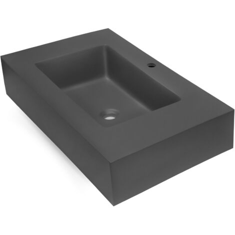 Top lavabo sospeso in materiale marmo resina finitura liscia due colorazioni misure 100x46x15 cm - tinta antracite - confezione 1