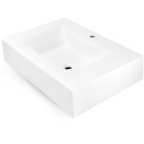 Top lavabo sospeso in materiale marmo resina finitura liscia due colorazioni misure 80x46x15 cm - tinta bianco opaco - confezione 1
