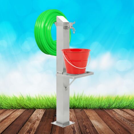 Fontana da giardino a colonna esterno magnolia acciaio inox spazzolato h 95 cm  confezione 1