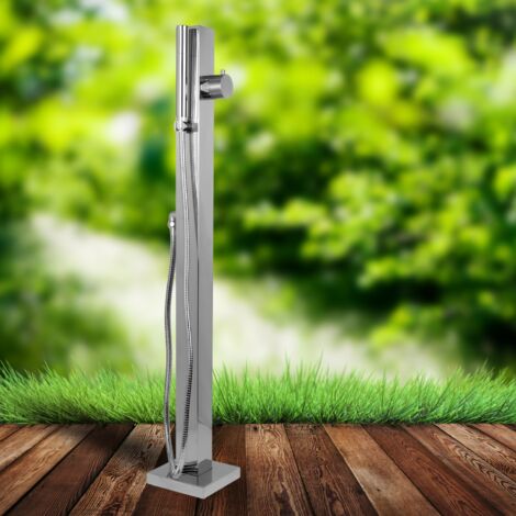 Fontana da giardino a colonna esterno salice acciaio inox con miscelatore 100 cm confezione 1