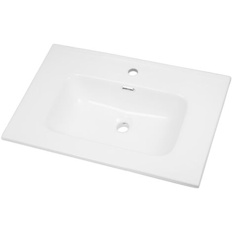 Lavabo ad incasso in ceramica bianco lucido per mobili bagno misure 71x46 cm - confezione 1