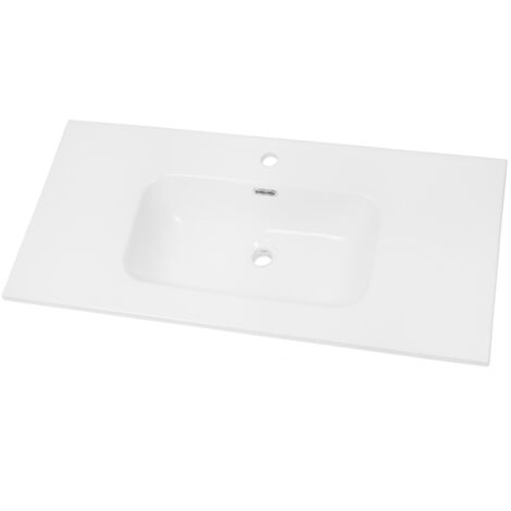 Lavabo ad incasso in ceramica bianco lucido per mobili bagno misure 91x46 cm - confezione 1