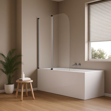 Parete sopra vasca due ante orientabili vetro temperato 4mm 140x120cm cromo lucido confezione 1 (1/5)