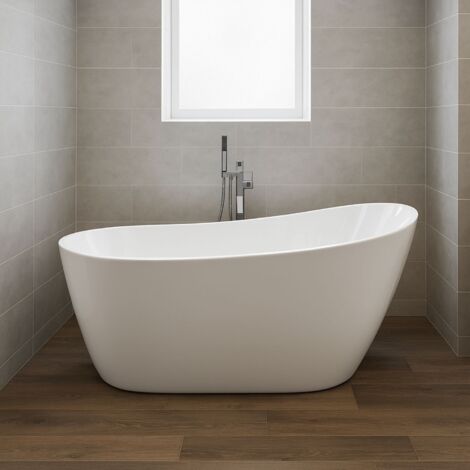 Vasca da bagno freestanding ovale acrilico bianco lucido 3 misure h 72 cm misure l160xh72xp80 - confezione 1