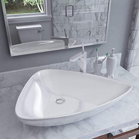 Lavabo da appoggio ceramica bianco triangolare lavandino lavello arredo  68x47,5x12,5 cm