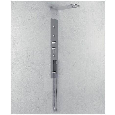 Wall kit a parete da incasso a muro acciaio inox + soffione doccia a parete  acciaio