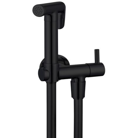 Idroscopino wc doccetta ottone portatile shutoff monogetto con leva ogomondo kit finitura- nero tondo - confezione 1