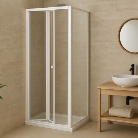 Porta doccia a soffietto book cristallo temprato profilo bianco bianco misure 71-75xh190 cm trasparente - confezione 1
