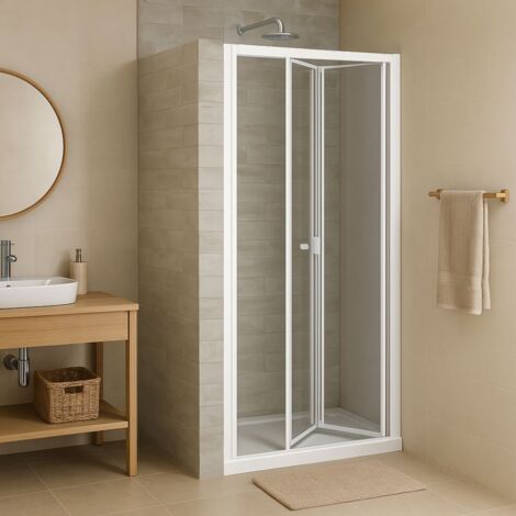 Porta doccia a soffietto book cristallo temprato profilo bianco bianco misure 76-80xh190cm trasparente - confezione 1