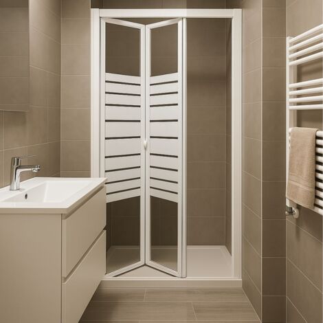 Porta doccia a soffietto book cristallo temprato profilo bianco bianco misure 76-80xh190cm serigrafato - confezione 1