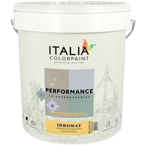 Pittura idromat acrilica superlavabile performance ioni argento litri 13 bianco (1/5)