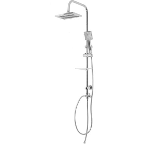 Colonna doccia attrezzata luna ottone cromato soffione e doccetta quadrati materiale staffe a parete ottone - pezzi 1