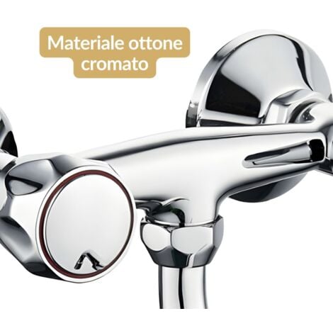 Rubinetto a muro down canna a esse in ottone cucina con erogazione orientabile  confezione 1