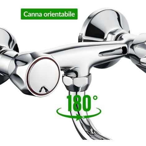 Rubinetto a muro down canna a esse in ottone cucina con erogazione orientabile  confezione 1