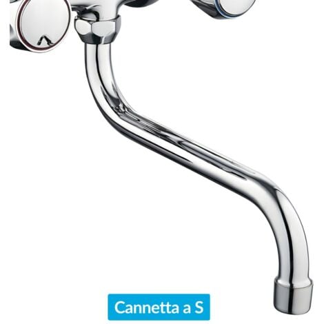Rubinetto a muro down canna a esse in ottone cucina con erogazione orientabile  confezione 1