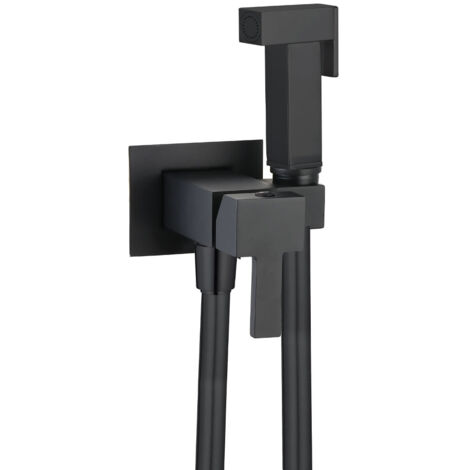 Ogomondo kit idroscopino acqua calda e fredda shut-off azionamento a leva ottone finitura- nero quadro - confezione 1