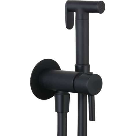 Ogomondo kit idroscopino acqua calda e fredda shut-off azionamento a leva ottone finitura- nero tondo - confezione 1