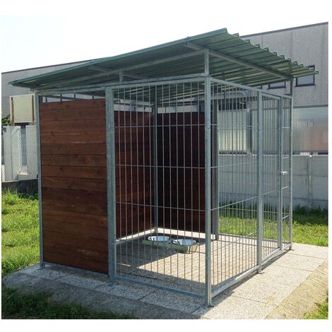 Box per cani da esterno coperto e retro in legno zincatura elettrolitica da  200x200xh180 cm