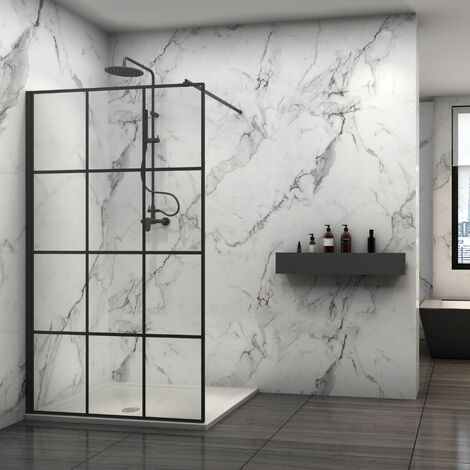 Ogomondo walk-in doccia black con riquadro profilo nero cristallo 8 mm misure 157-159xh200 cm - confezione 1