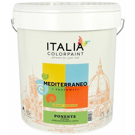 Mediterraneo ponente idropittura acrilsilossanica liscia protettivo antialga tinta bianco - contenuto litri 4 - confezione 1 (1/3)