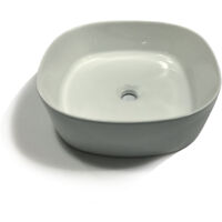 Lavabo da appoggio in ceramica lucida bianco tondeggiante lavandino 44x44x14 cm
