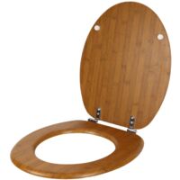 Sedile copriwater tavoletta universale linea bamboo mdf legno cerniere metallo tinta acero scuro - confezione 1