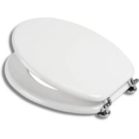 EM Originale Sedile Copri Wc Igienico Bianco Universale Tavoletta Copriwater MDF Rivestito Cerniere Regolabili 44x38X 2.8 cm
