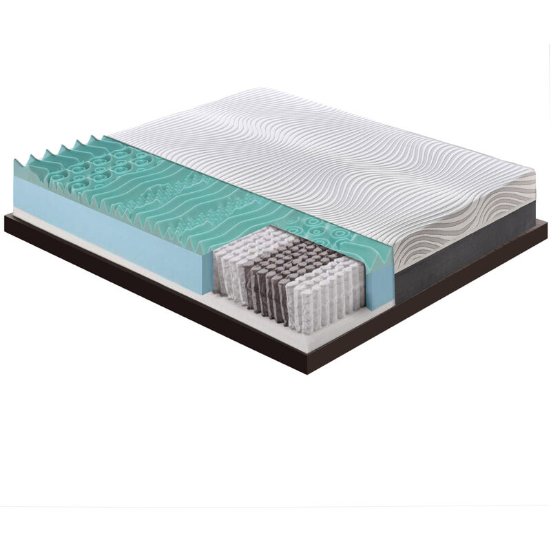 MaterassieDoghe - colchón 180x200 viscoelástico, 3 capas, funda extraíble,  5 cm de viscoelástico, 7 zonas de confort