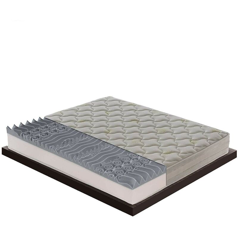 MaterassieDoghe - colchón 135x190 viscoelástico, 3 capas, funda extraíble,  5 cm de viscoelástico, 7 zonas de confort