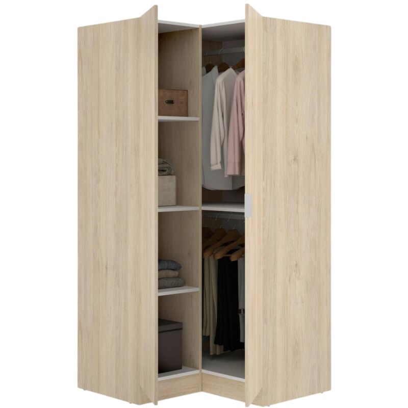 Guardaroba Miramar Senza Ante - Cabina Armadio Bianco E Rovere, 158x40x187 Cm - Foto 7